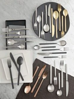 20-Piece Tower Brushed Silver Flatware Set -Cb2 20 pcpattern518flatwaresetNV17