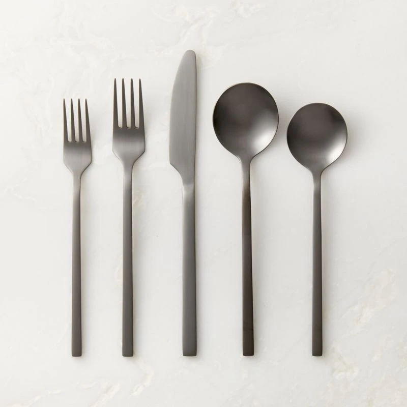20-Piece Haze Brushed Gunmetal Flatware Set 3 20-Piece Haze Brushed Gunmetal Flatware Set