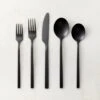 20-Piece Parallel Brushed Black Flatware Set 2 20-Piece Parallel Brushed Black Flatware Set -Cb2 20PcPrlllBrshdBlkFltwrSSHF22