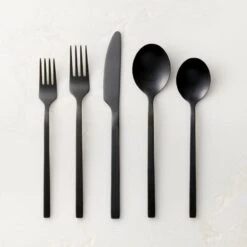 20-Piece Parallel Brushed Black Flatware Set