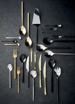 Set Of 6 Mini Gold Cocktail Forks 10 Set Of 6 Mini Gold Cocktail Forks -Cb2 20PiecePattern451FlatwareSetSP18 1