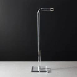 Acrylic And Polished Nickel Free Standing Toilet Paper Holder
