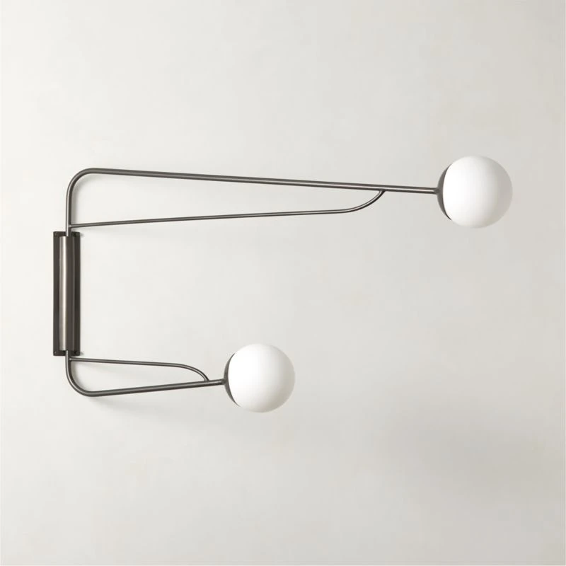 Ahva Blackened Brass Double Arm Articulating Wall Sconce Light 3 Ahva Blackened Brass Double Arm Articulating Wall Sconce Light