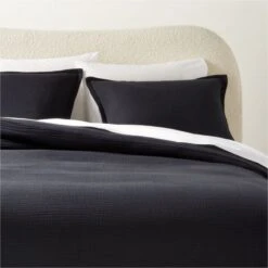 Alto Organic Cotton Black Duvet Cover And Pillow Shams