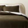 Alto Organic Cotton Dark Green Duvet Cover And Pillow Shams 1 Alto Organic Cotton Dark Green Duvet Cover And Pillow Shams -Cb2 AltoOrgCttnGrnFQDuvetCvrSHF23