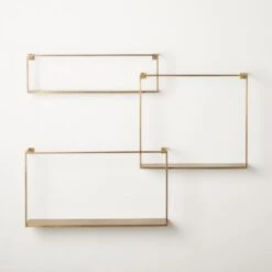 Antiqued Brass Floating Shelves Set Of 3 -Cb2 AntiquedBrssFltngShlvsS3SHS20