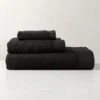 Arlow Organic Cotton Black Bath Towel Set 1 Arlow Organic Cotton Black Bath Towel Set -Cb2 ArlowBlkOrgCttnBthTwlBndSHS23