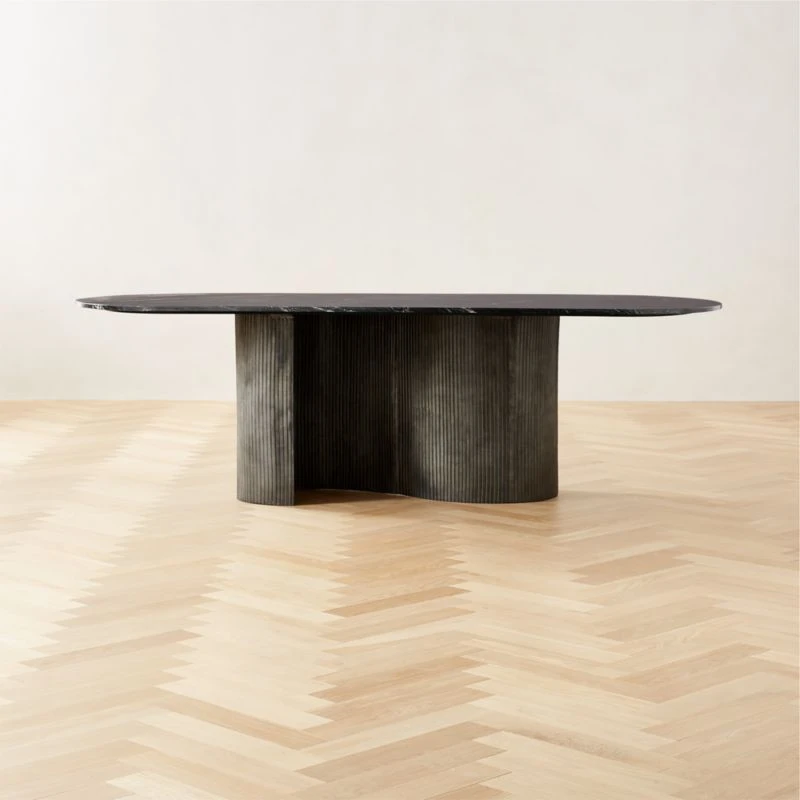 Aster Black Marble And Aluminum Dining Table 3 Aster Black Marble And Aluminum Dining Table