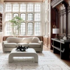 Horseshoe Ivory Lacquered Linen 46" Coffee Table 12 Horseshoe Ivory Lacquered Linen 46" Coffee Table -Cb2 BacioCreamBoucleSofaAG21 1x1