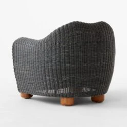 Bacio Graphite Rattan Outdoor Lounge Chair With Grey Sunbrella® Cushions -Cb2 BacioGreyLoungeChair3QBSSS23