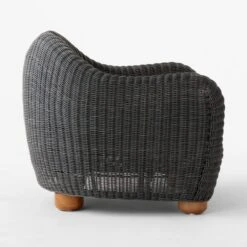 Bacio Graphite Rattan Outdoor Lounge Chair With Grey Sunbrella® Cushions -Cb2 BacioGreyLoungeChairSDSSS23