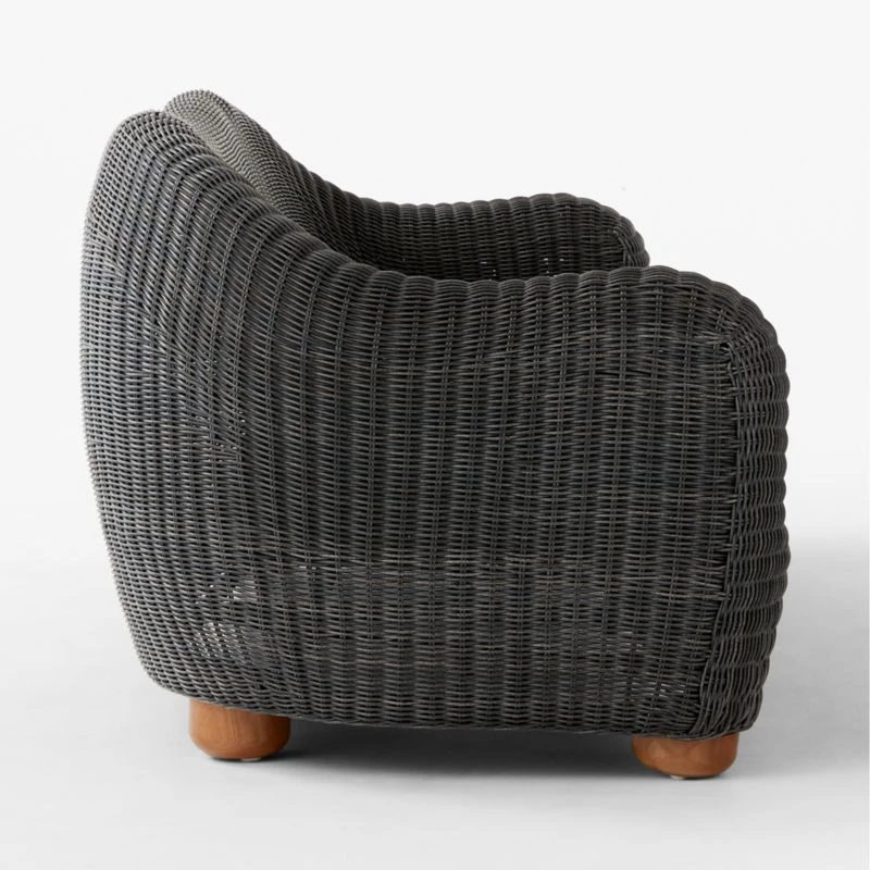 Bacio Graphite Rattan Outdoor Sofa With Grey Sunbrella® Cushions 6 Bacio Graphite Rattan Outdoor Sofa With Grey Sunbrella® Cushions - Image 4