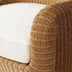 Bacio Natural Rattan Outdoor Lounge Chair With Ivory Sunbrella® Cushions 15 Bacio Natural Rattan Outdoor Lounge Chair With Ivory Sunbrella® Cushions -Cb2 BacioNatLoungeChairAVSSS23