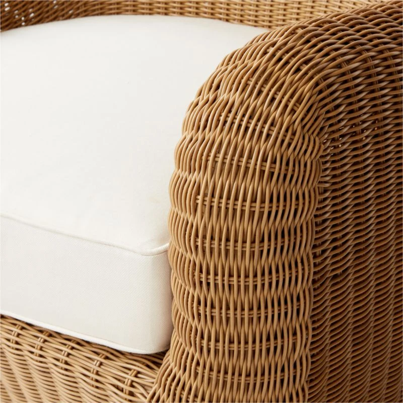 Bacio Natural Rattan Outdoor Lounge Chair With Ivory Sunbrella® Cushions 9 Bacio Natural Rattan Outdoor Lounge Chair With Ivory Sunbrella® Cushions - Image 7
