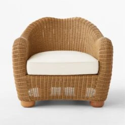 Bacio Natural Rattan Outdoor Lounge Chair With Ivory Sunbrella® Cushions 11 Bacio Natural Rattan Outdoor Lounge Chair With Ivory Sunbrella® Cushions -Cb2 BacioNatLoungeChairSOSSS23