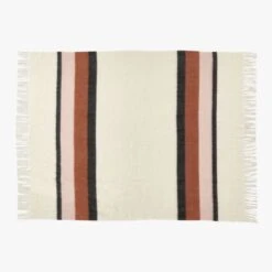 Banda Striped Merino Wool Throw Blanket -Cb2 BandaMerinoIrisThrowSSF22