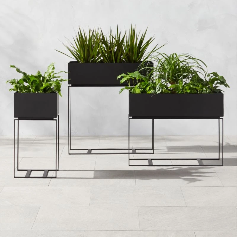 Baros Black Metal Outdoor Raised Planter Low 4 Baros Black Metal Outdoor Raised Planter Low - Image 2