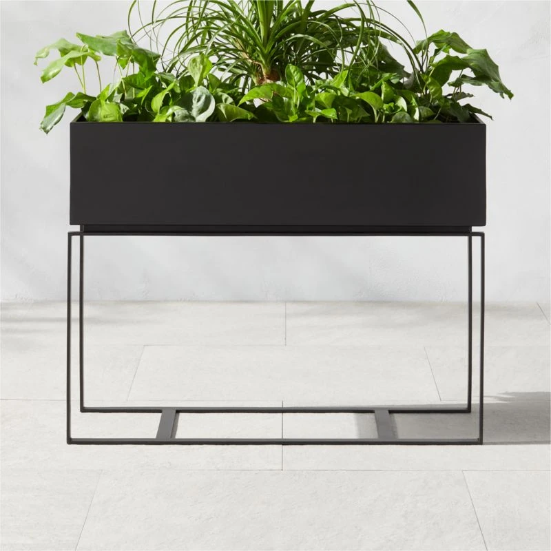 Baros Black Metal Outdoor Raised Planter Low 5 Baros Black Metal Outdoor Raised Planter Low - Image 3