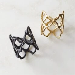 Basal Polished Brass Napkin Rings Set Of 8 -Cb2 BasalNapkinRingGroupFHF22