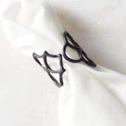 Basal Satin Black Napkin Rings Set Of 8 -Cb2 BasalStnBlackNpknRingAVSHF22