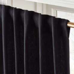 Black Cotton Basketweave Window Curtain Panel 48''x84'' -Cb2 BasketweaveBlk96CrtnPnlAV2SHS23