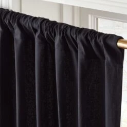 Black Cotton Basketweave Window Curtain Panel 48''x84'' -Cb2 BasketweaveBlk96CrtnPnlAVSHS23