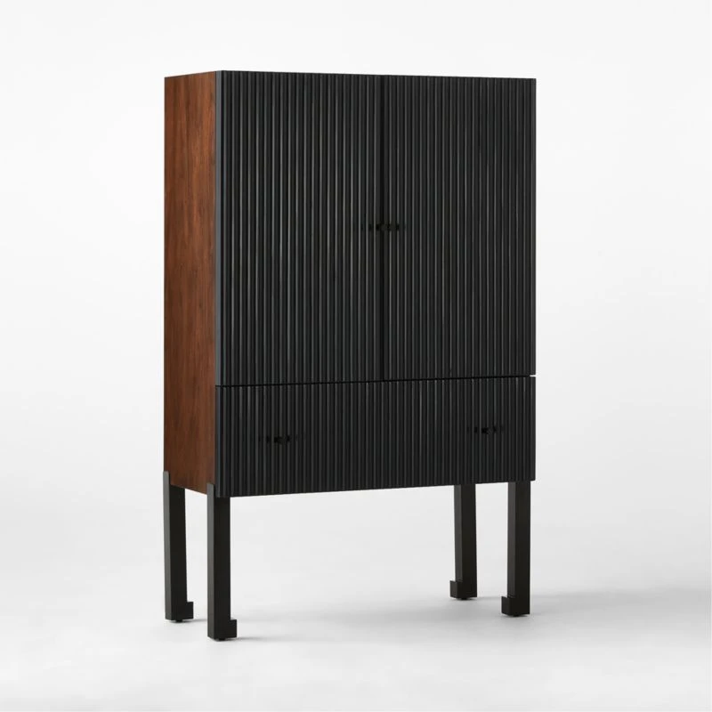 Bayamo Dark Blue Wood Bar Cabinet 7 Bayamo Dark Blue Wood Bar Cabinet - Image 5