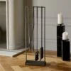 4-Piece Bend Raw Steel Standing Fireplace Tool Set -Cb2 BendFrplcToolsRawSteelS4SHF19