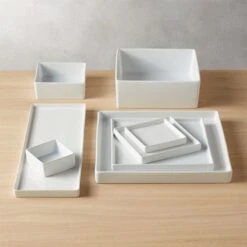 Bento Square White Mini Bowls -Cb2 BentoWhiteCollectionGrpFHF16 1