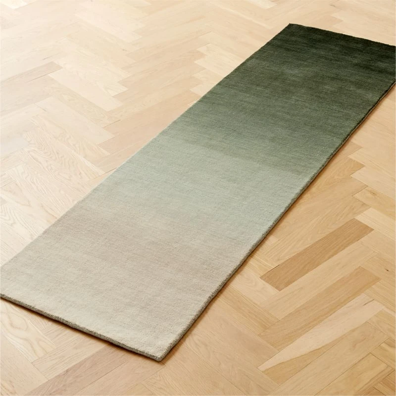 Bicoastal Handwoven Green Ombre Wool Runner Rug 2.5'x8' 4 Bicoastal Handwoven Green Ombre Wool Runner Rug 2.5'x8' - Image 2