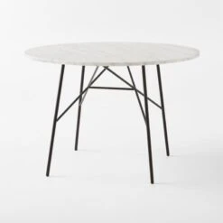 Pavilion Black Metal Outdoor Bistro Table With Marble Top Model 6340 -Cb2 BistroTableBlackNMarble3QSSS23