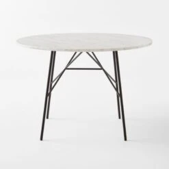 Pavilion Black Metal Outdoor Bistro Table With Marble Top Model 6340 -Cb2 BistroTableBlackNMarbleSOSSS23