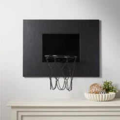 Black Leather Basketball Hoop -Cb2 BlackLthrBasketballHoopHSHF21