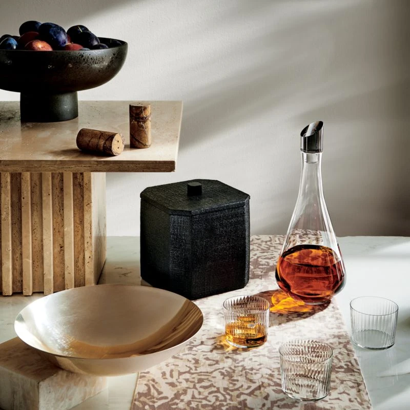 Rene Lacquered Linen Matte Black Ice Bucket 6 Rene Lacquered Linen Matte Black Ice Bucket - Image 4