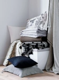 Midnight Jungle Linen Duvet Cover And Shams -Cb2 BlackandWhiteChunkyBlanketJL19