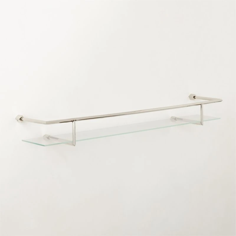 Blaine Polished Nickel Wall Shelf With Rail 36" 5 Blaine Polished Nickel Wall Shelf With Rail 36" - Image 3