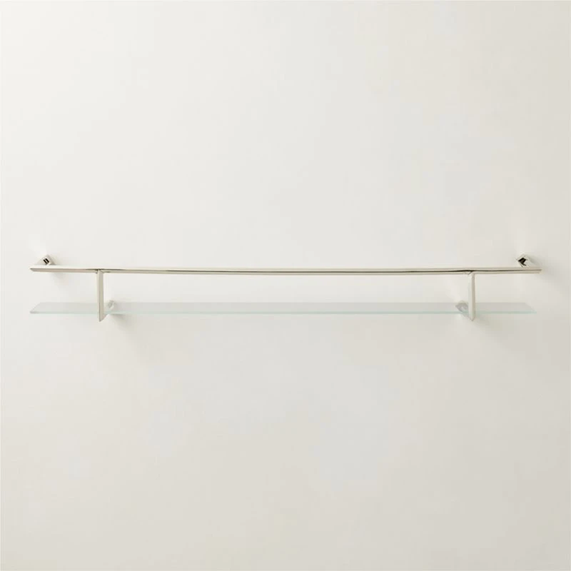 Blaine Polished Nickel Wall Shelf With Rail 36" 3 Blaine Polished Nickel Wall Shelf With Rail 36"