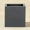 Blox Square Charcoal Galvanized Steel Indoor/Outdoor Planter Small -Cb2 BloxMdSqPlntrMatteBlkSHS17