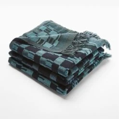 Bode Blue And Green Plaid Throw Blanket 9 Bode Blue And Green Plaid Throw Blanket -Cb2 BodePlaidThrowAVSSF23
