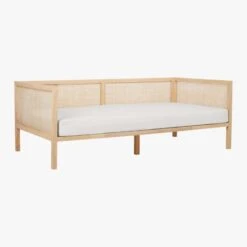 Boho White Linen And Natural Rattan Daybed Twin -Cb2 BohoDaybedNtrlWPearlCover3QS18