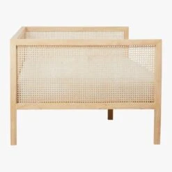 Boho White Linen And Natural Rattan Daybed Twin -Cb2 BohoDaybedNtrlWPearlCoverSDS18