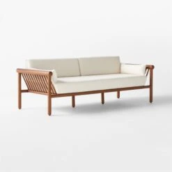 Bonelli Teak Outdoor Sofa With Ivory Sunbrella® Cushions -Cb2 BonelliSofa3QSSS23