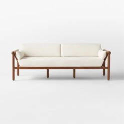 Bonelli Teak Outdoor Sofa With Ivory Sunbrella® Cushions -Cb2 BonelliSofaSOSSS23