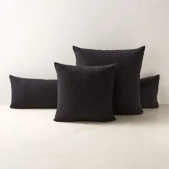 Black Boucle Throw Pillow With Down-Alternative Insert 48''x12'' -Cb2 BoucleBlackPillowCllctnFHF23
