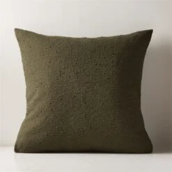 Forest Green Boucle Throw Pillow With Down-Alternative Insert 23"