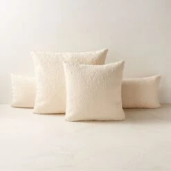 Ivory White Boucle Throw Pillow With Down-Alternative Insert 48''x12'' -Cb2 BoucleIvoryPillowCllctnFHF23