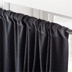 Black Boucle Window Curtain Panel 48''x84'' 9 Black Boucle Window Curtain Panel 48''x84'' -Cb2 BoucleIvryNBlkCrtn96PnlAV2SHF23