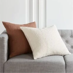Ivory White Boucle Throw Pillow With Down-Alternative Insert 23" -Cb2 BouclePillowGroupFHS21