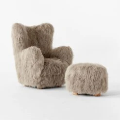 Bozzi Taupe Mongolian Sheepskin Chair And Ottoman Set 11 Bozzi Taupe Mongolian Sheepskin Chair And Ottoman Set -Cb2 BozziDkGyChairNOttoman3QSSF22