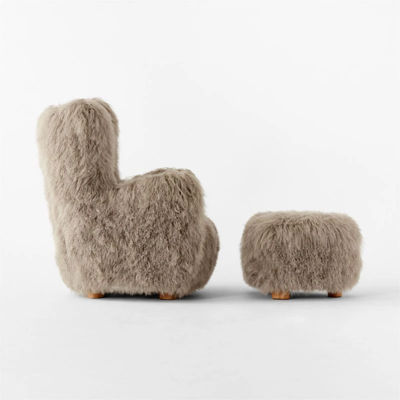 Bozzi Taupe Mongolian Sheepskin Chair And Ottoman Set 7 Bozzi Taupe Mongolian Sheepskin Chair And Ottoman Set - Image 5